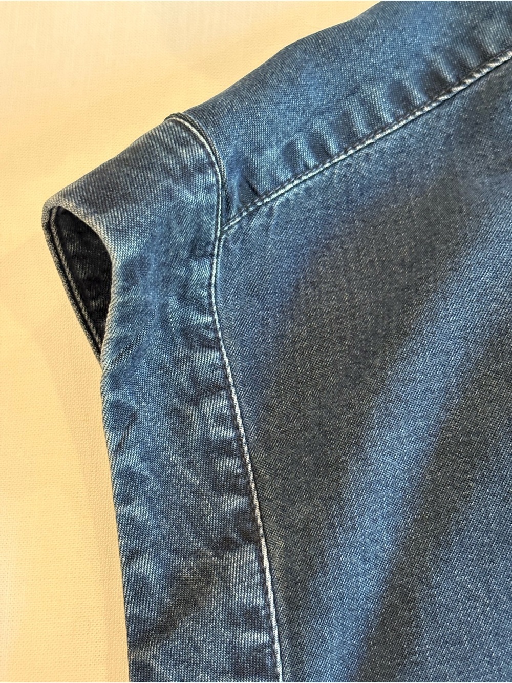 Soft Surroundings Je Veux TENCEL Navy Denim Short-Sleeve Button-Front Tunic - Picture 7 of 8